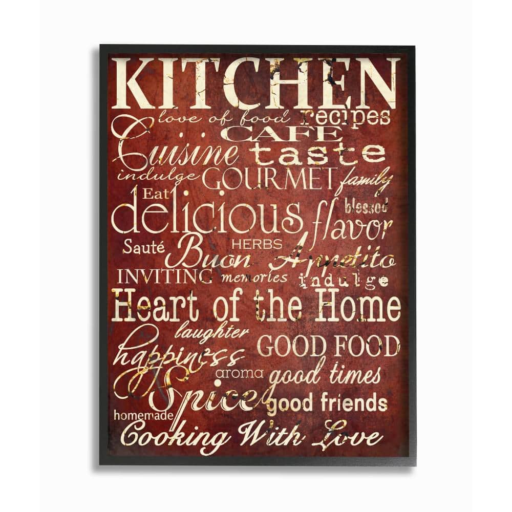 16 in. x 20 in. Words in the Kitchen, Off Red by Gplicensing Wood Fram