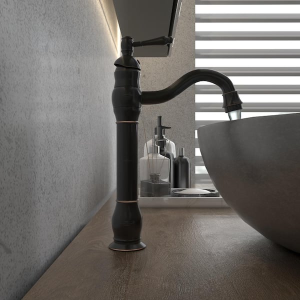 Waterfall Single Hole Single-Handle Vessel Sink Faucet with Pop-Up Drain Assembly in Oil Rubbed Bronze