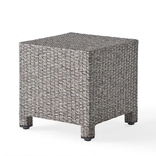 Anky Black Square Wicker 18 in. H Accent Outdoor Coffee Table