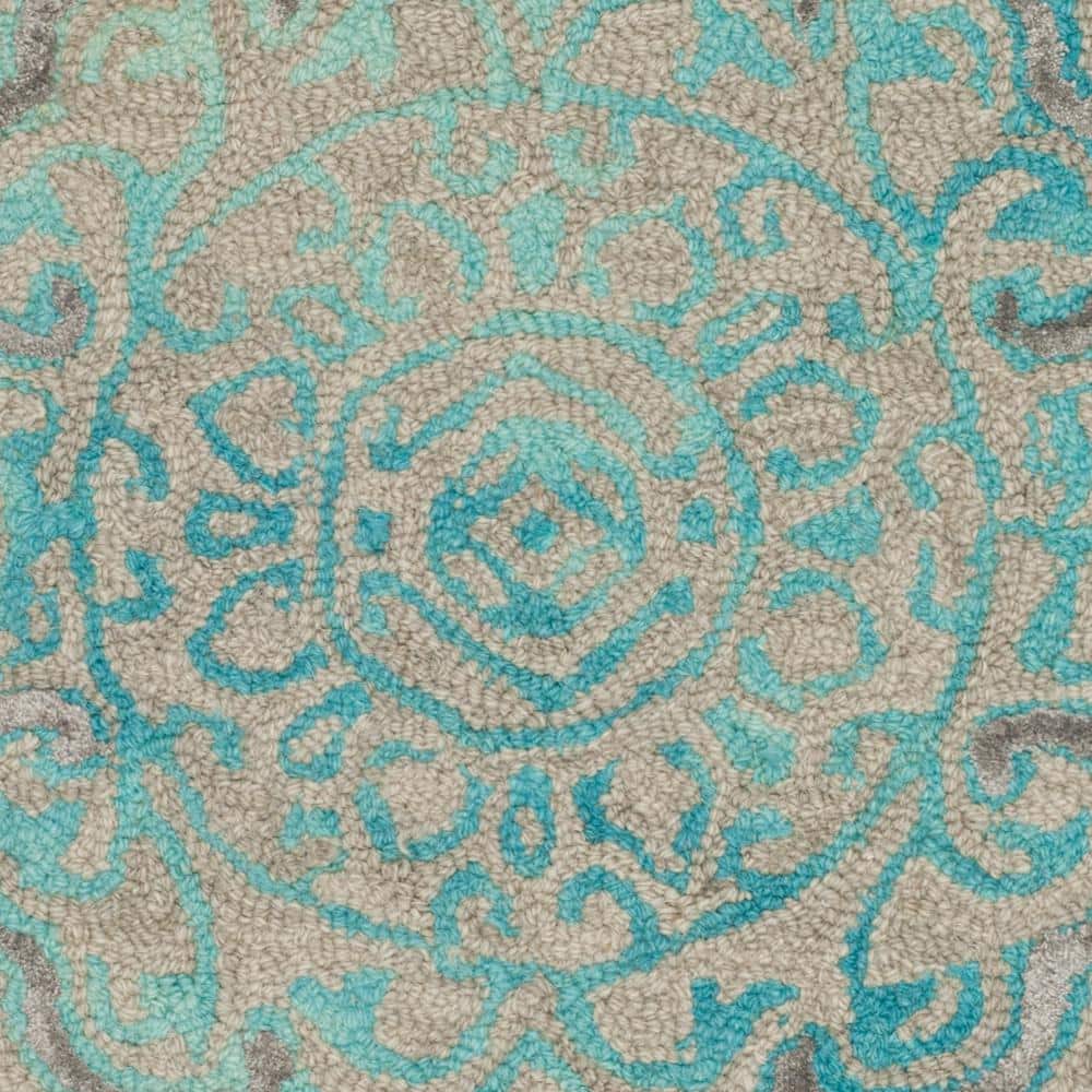 Handmade Grey/Turquoise Tufted Wool & Silk 3' x 5' Area Rug
