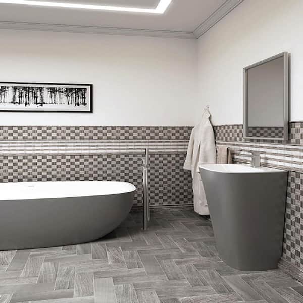 White and Gray 12 in. x 12 in. Accent Strip Polished Marble Mosaic Tile (5.00 sq. ft./Case)
