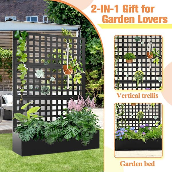 TUYOHW 47 in.L x 16 in.W x 71 in.H Metal Raised Garden Planter Box