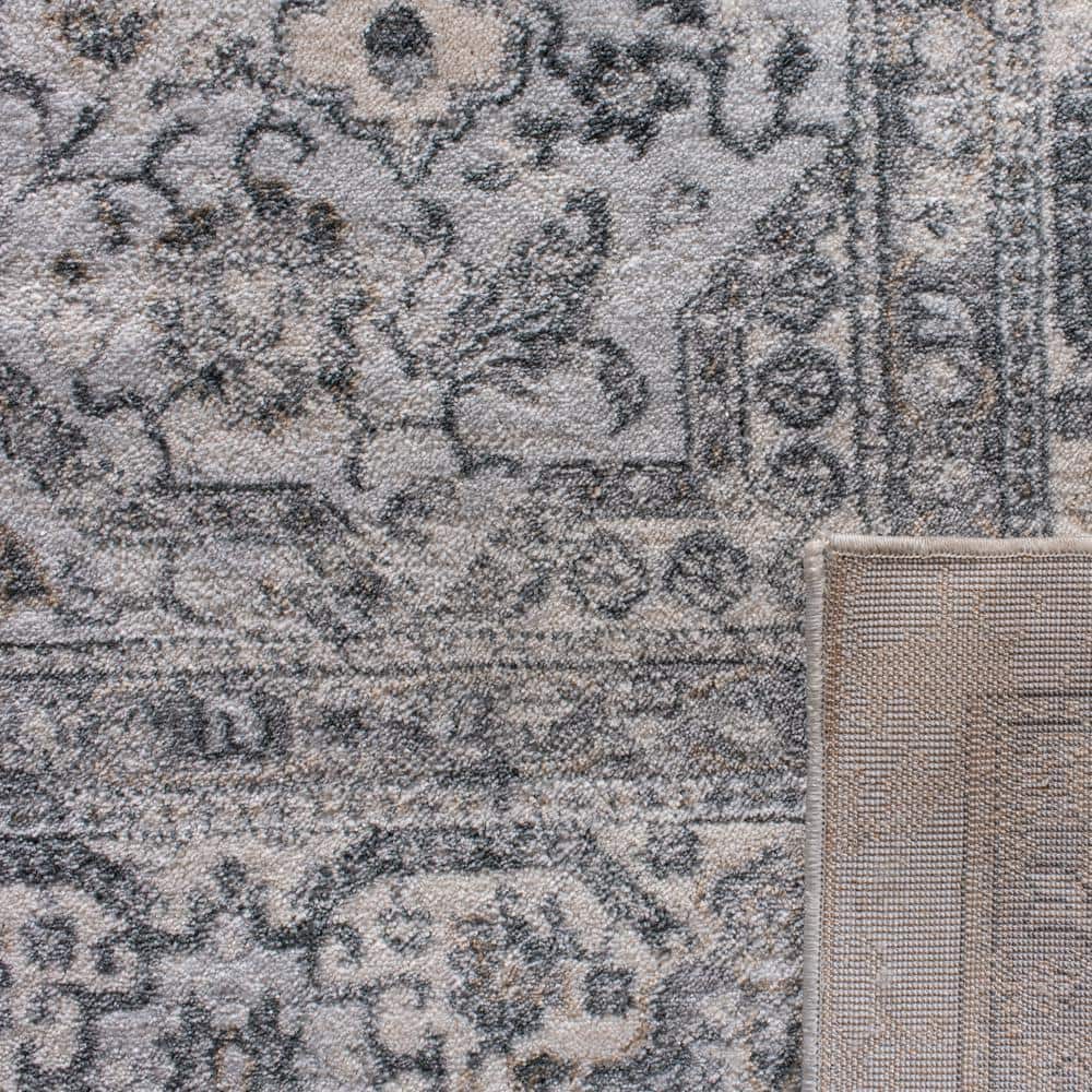 Isabella Dark Grey and Cream 3' x 5' Synthetic Area Rug