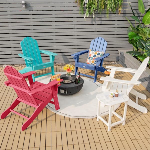 Costway Red Plastic Patio Adirondack Chair Weather-Resistant