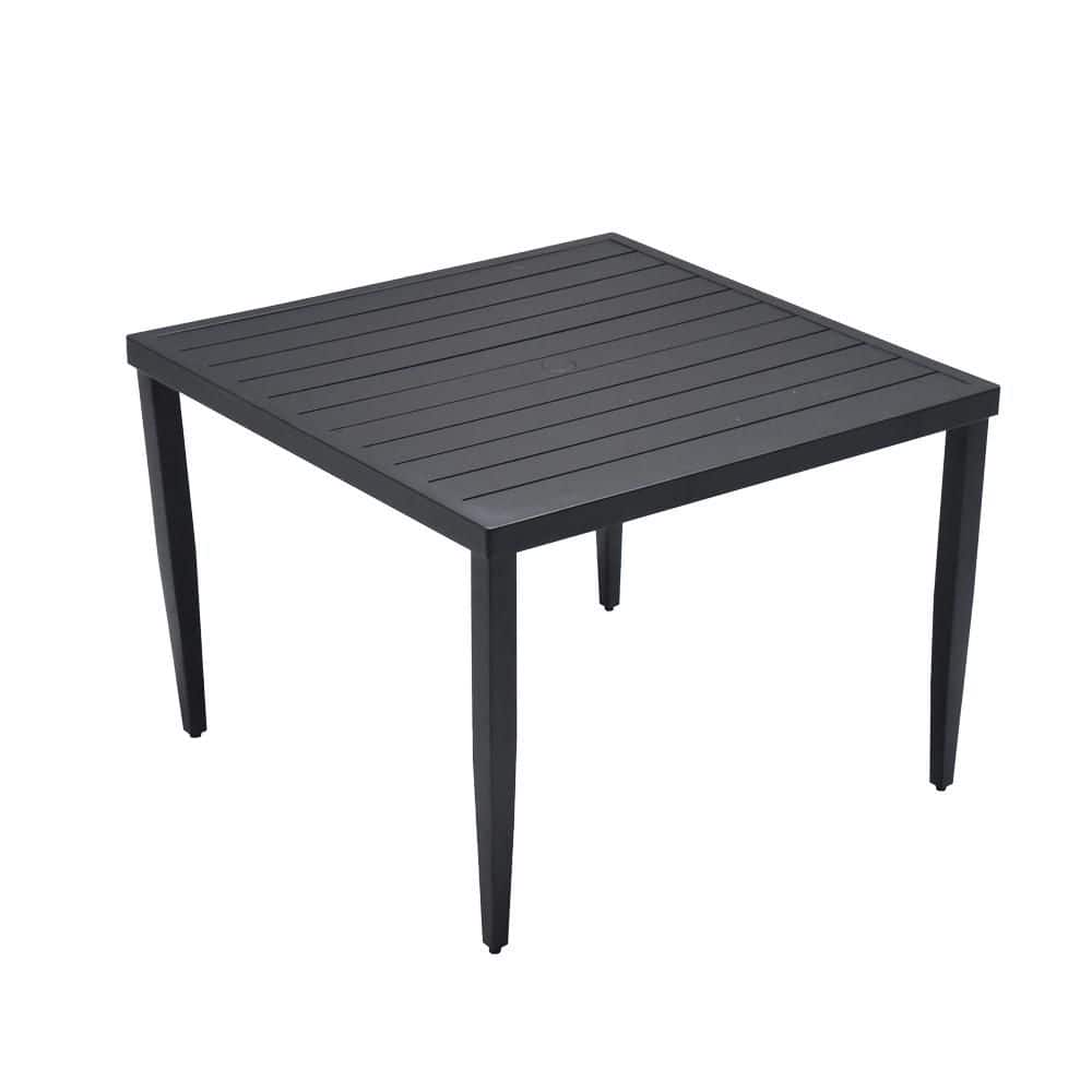 Square Tabletop 40 in. Square Tabletop Aluminum Outdoor Dining Table, Ember Black ...