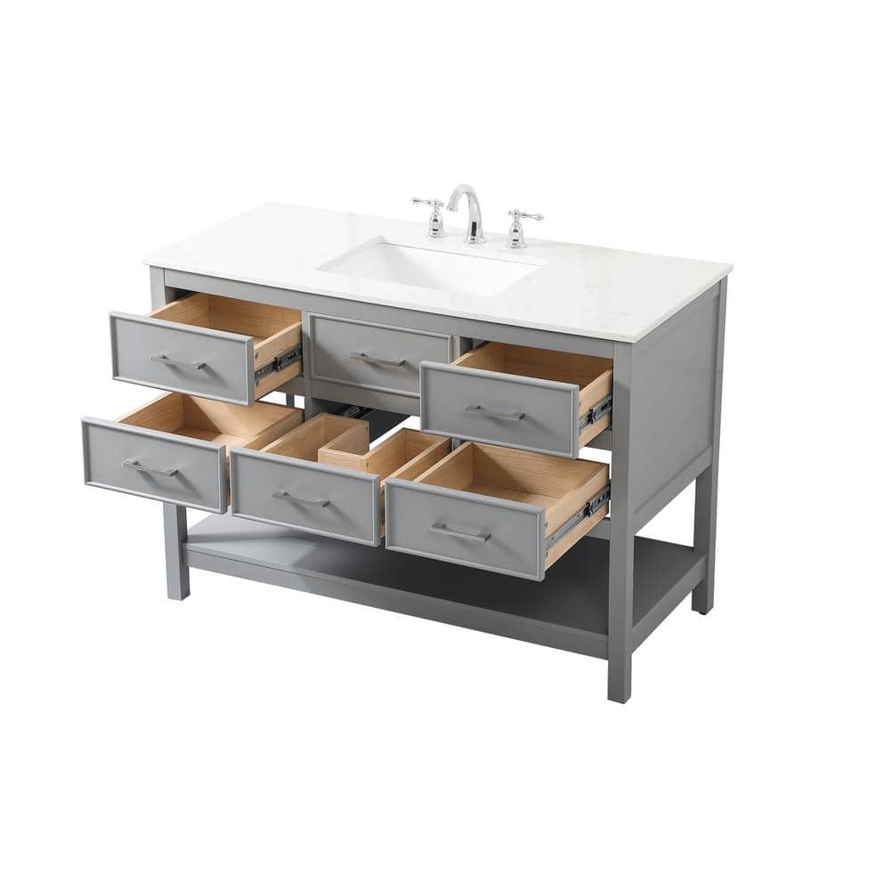Gray MDF Single Bathroom Vanity with Calacatta White Marble Top