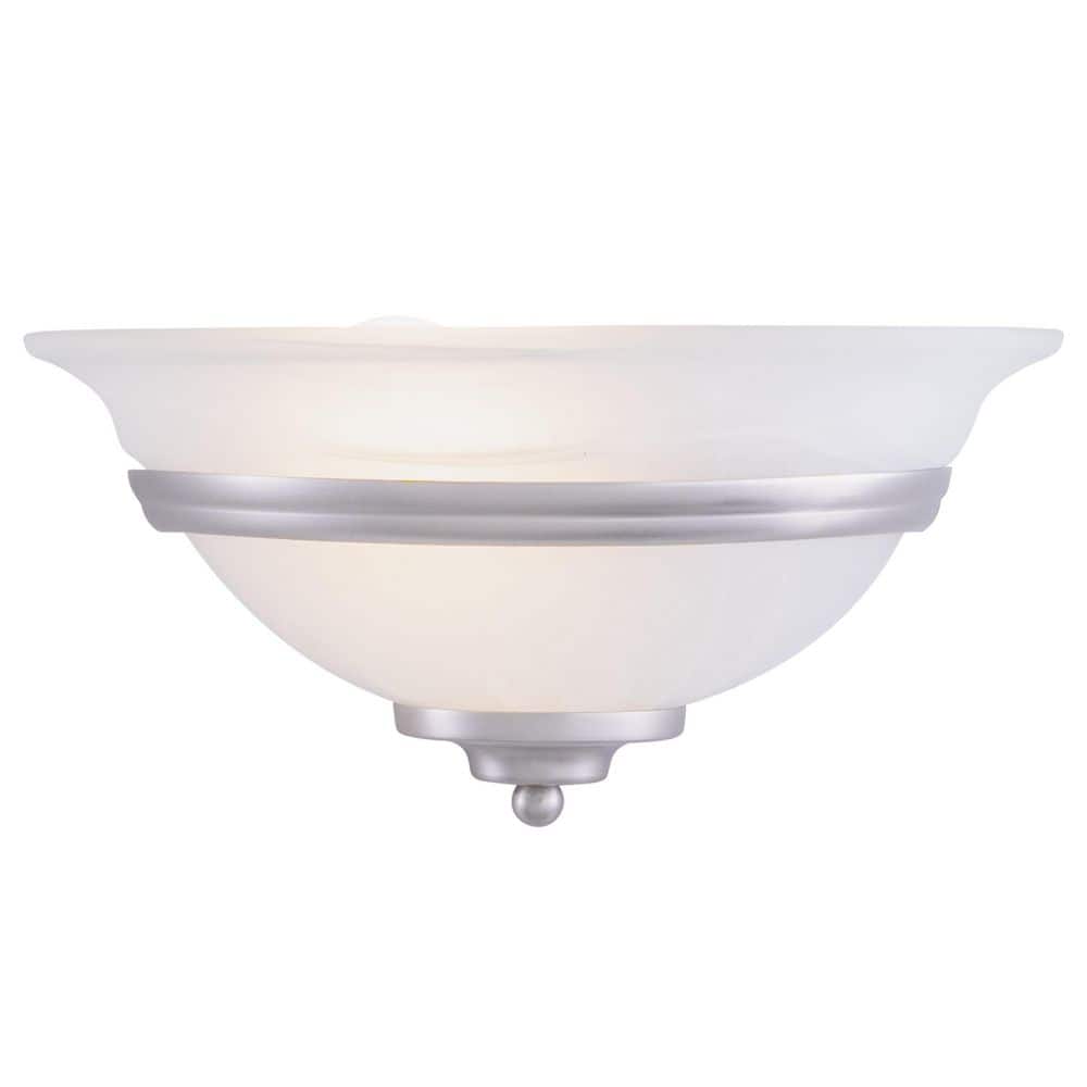 Brushed Nickel and White Alabaster Glass Wall Sconce