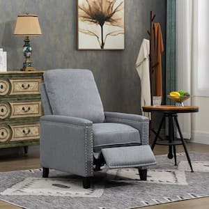 Modern Gray Velvet Comfortable Upholstered Wingback Recliner Chair