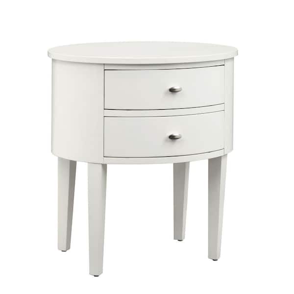 Homesullivan Chester White Side Table, White Lamp Table With Storage