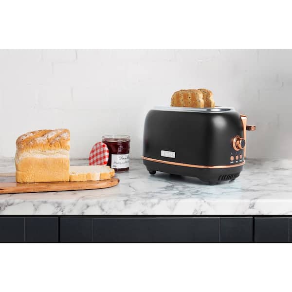 Haden Heritage 4-Slice Wide Slot Toaster ,Black/Copper
