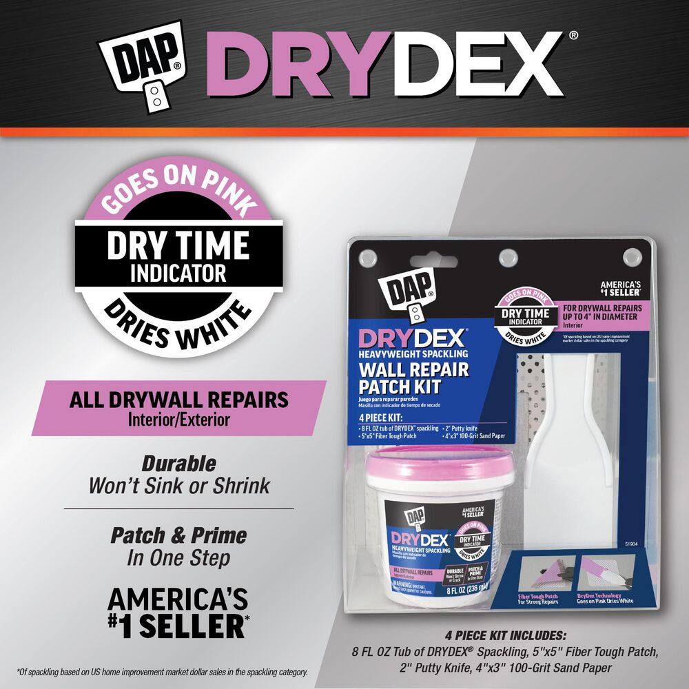 DAP DryDex 8 oz. Dry Time Indicator Wall Repair Patch Kit 12345 - The ...