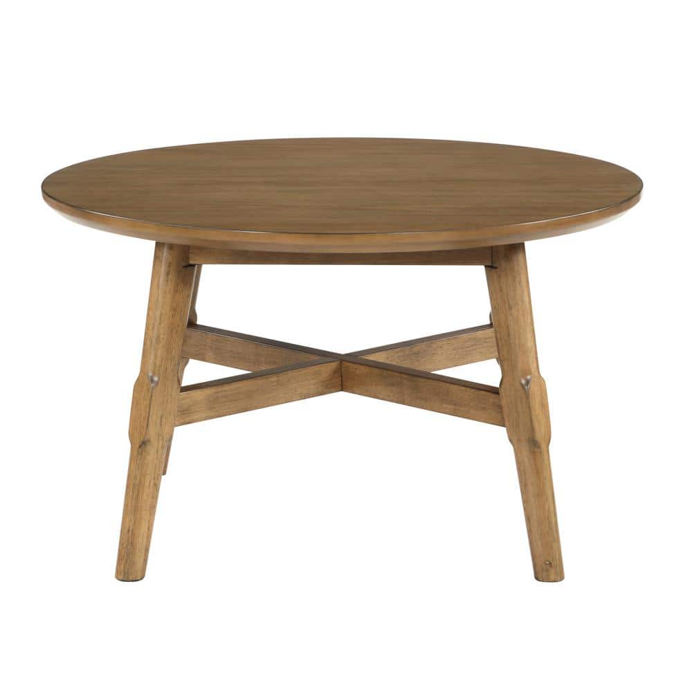 Oslo Round Pecan Brown Wood Coffee Table