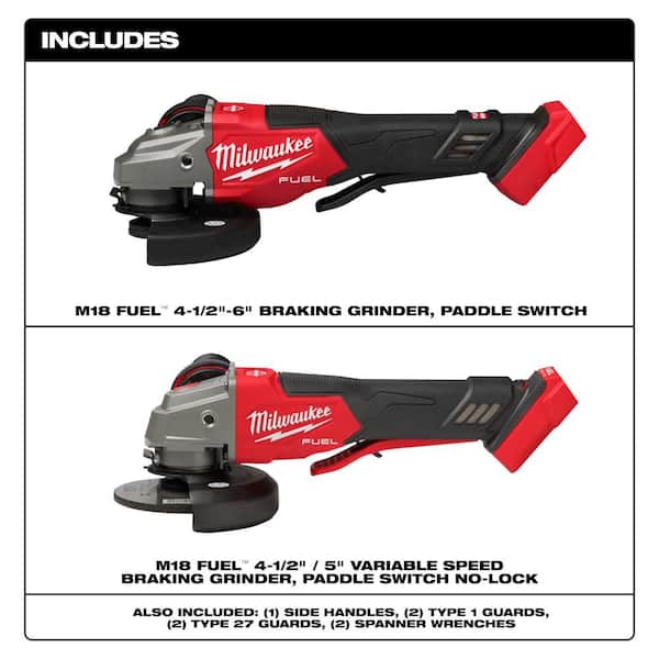 M18 FUEL 18-Volt Lith-Ion Cordless 4-1/2 in. /6 in. Braking Grinder w/ Paddle Switch and Grinder w/ Paddle Switch