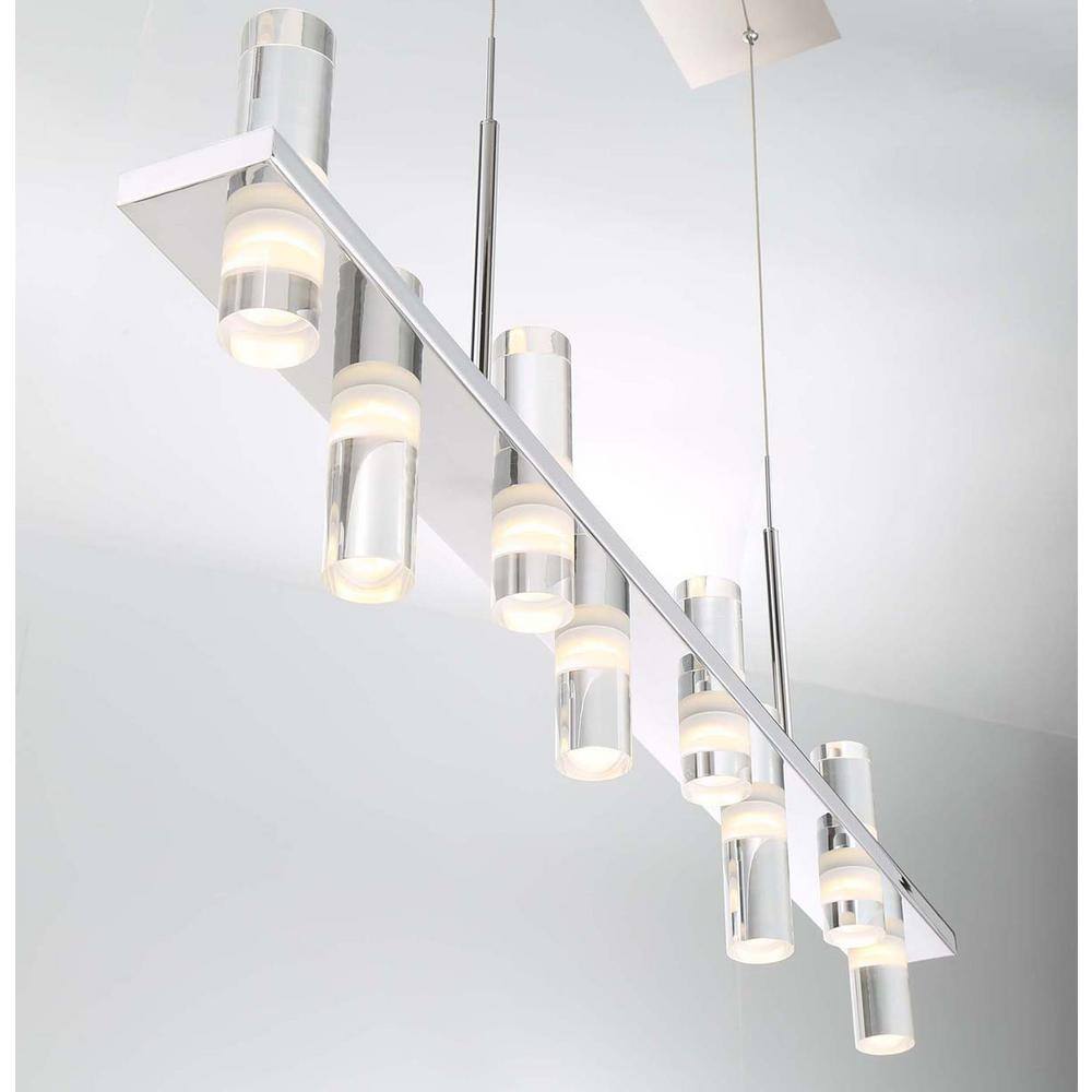Chrome and Clear Acrylic 8-Light Linear LED Chandelier