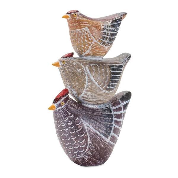 HomeRoots Resin White Rooster Figurine Set of 2