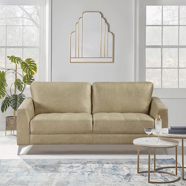 Lazzara Bristow 77 in. W Straight Arm Microfiber Rectangle Sofa in Sand