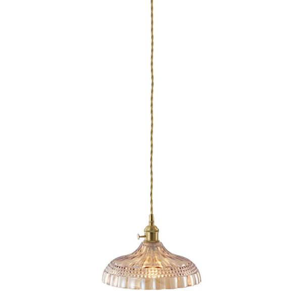 aiwen 9.84 in. 1-Light Vintage Kitchen Island Amber Pendant Light