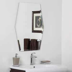 23 in. W x 31 in. H Frameless Hexagon Beveled Edge Bathroom Vanity Mirror in Silver