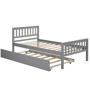 Gray Pine Twin Bed with Trundle Bed