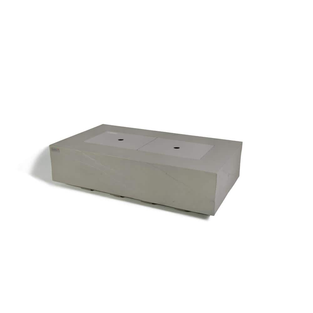 Meteora 56 in. x 32 in. x 15 in. Rectangle Concrete Natural Gas Fire Pit Ta