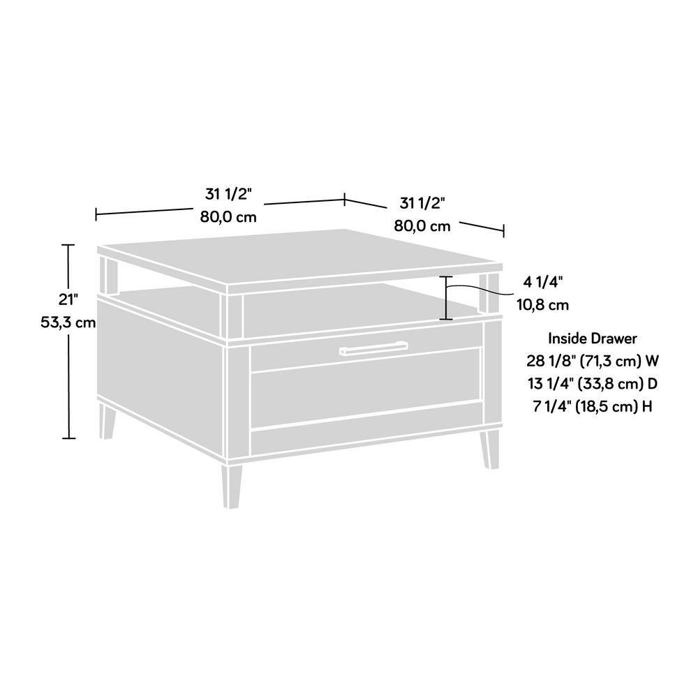 Raven Oak Square Wood Coffee Table with Storage Drawer