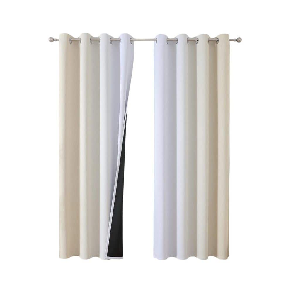 Beige and Greyish White Polyester - 52 in. W x 84 in. L Ombre Blackout Curtains with Lining, Rod Pocket Style (Set of 2) price history on PriceWatchPro