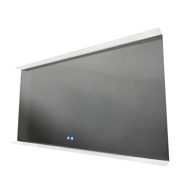 JimsMaison 40 in. W x 31.5 in. H Large Rectangular Frameless Anti-Fog Wall Mounted Bathroom Vanity Mirror in Silver