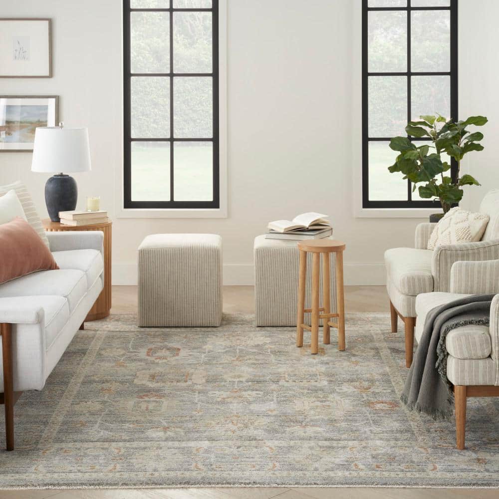Gray 8' x 10' Vintage Synthetic Persian Area Rug