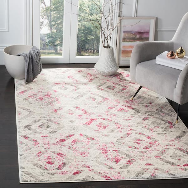 Skyler Ivory/Pink 5 ft. x 8 ft. Geometric Area Rug