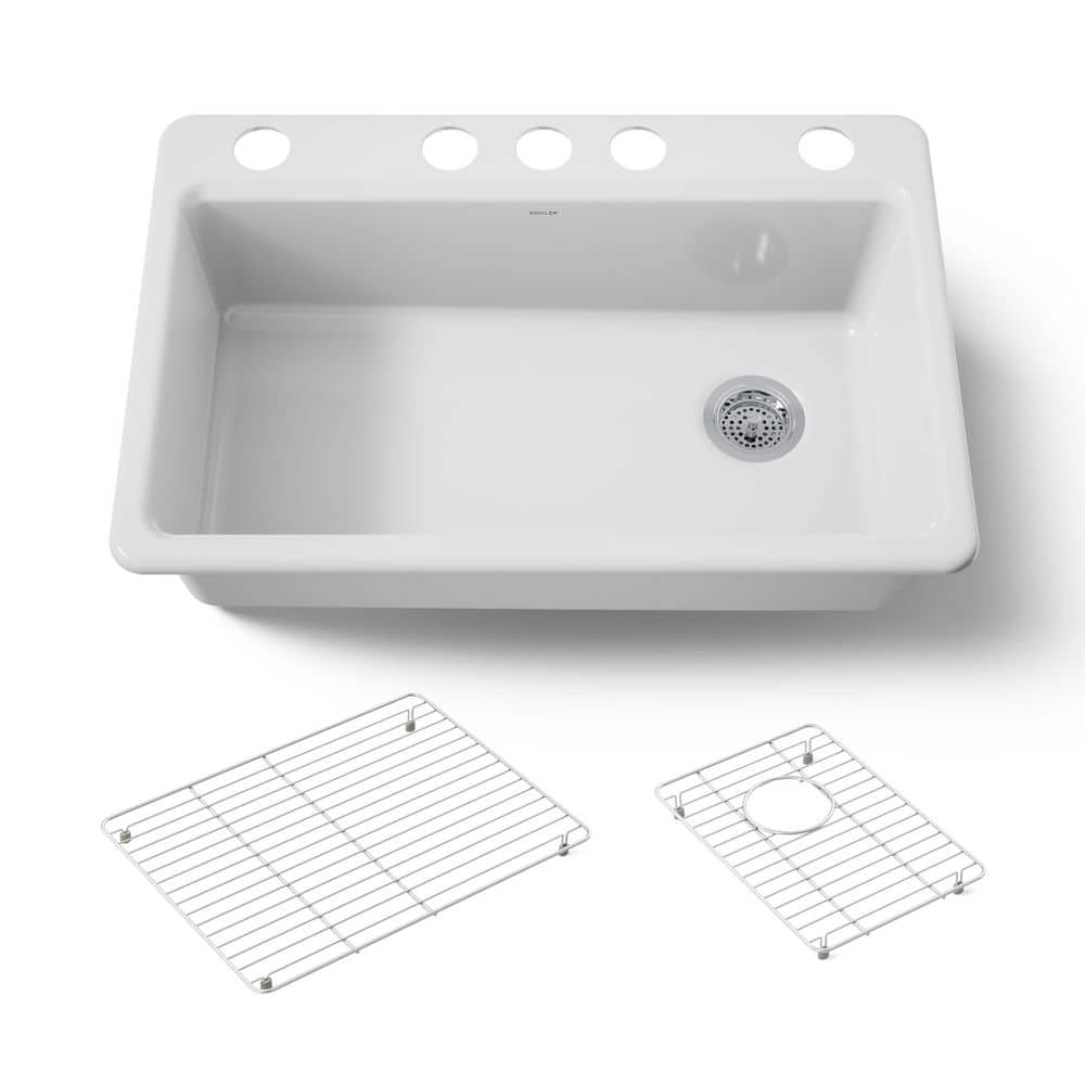 KOHLER Riverby 33 in. Undermount Single Bowl Cast Iron Kitchen