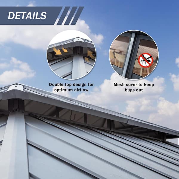 12 ft. x 16 ft. Heat Transfer Gazebo with Double Galvanized Steel Roof, Ceiling Hook, Mosquito Netting and Curtains