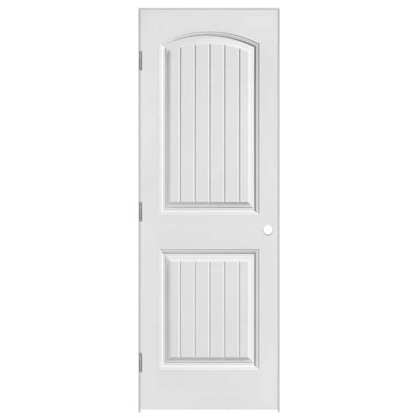 Masonite 28 in. x 80 in. 2 Panel Right-Handed Primed Composite Hollow Core Single Prehung Interior Door 4-9/16 in. Flat Jamb