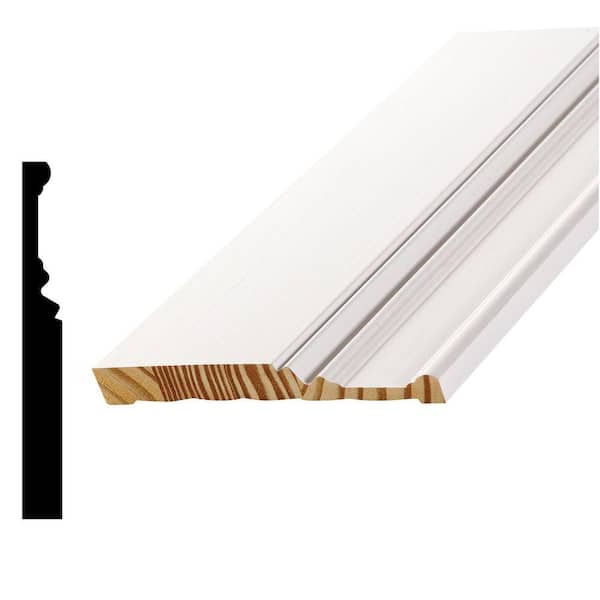 Alexandria Moulding WP20 11/16 in. x 6 in. Primed Pine Finger-Jointed Base Molding