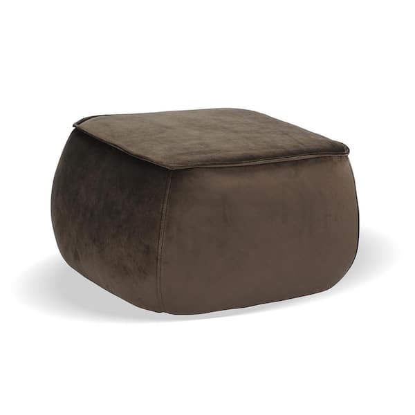 Homy Casa Living Room Grey Velvet Ottoman