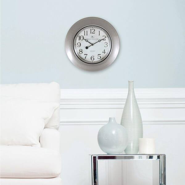 FirsTime 12 in. H Pewter Trans Wall Clock