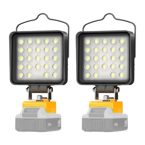 2 pcs 20 Volt 10000 Lumen LED Cordless Work Light for Dewalt Flood Light, Low Voltage Protection