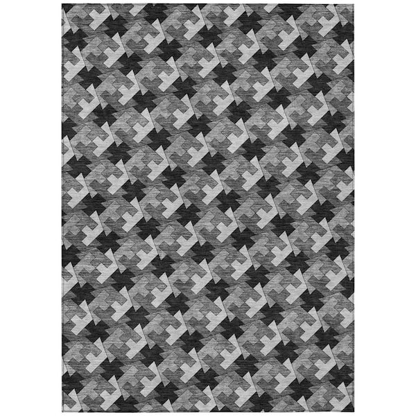 Chantille Machine Washable Indoor/Outdoor Abstract ACN2851 Black 9 ft. x 12 ft. Area Rug