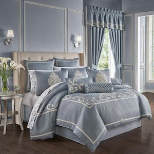 Augusta Blue Polyester King Comforter Set (4-Piece)