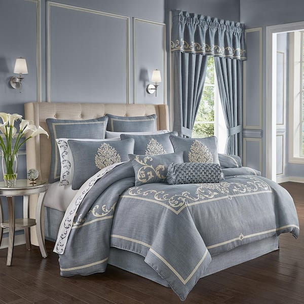Unbranded Augusta Blue Polyester King Comforter Set (4-Piece)