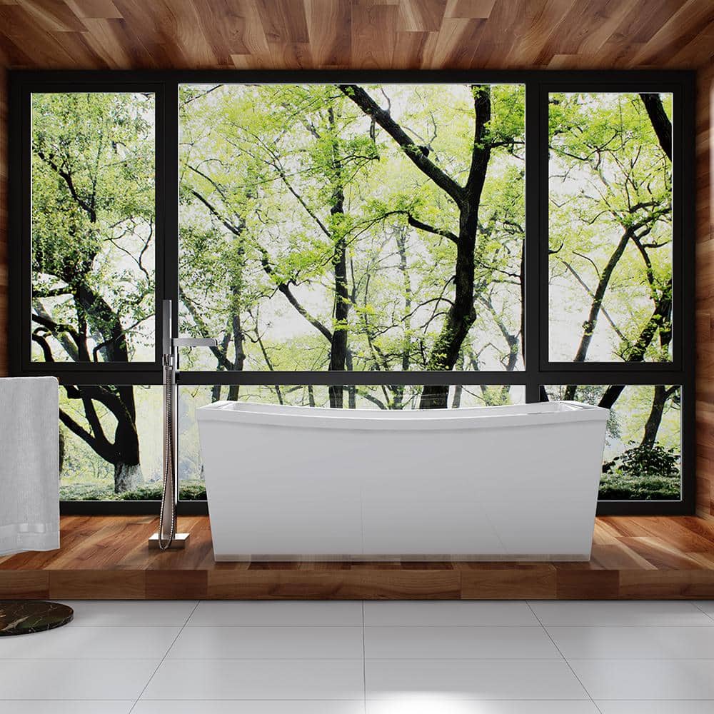 Terra 70'' White Acrylic Freestanding Soaking Bathtub with Faucet