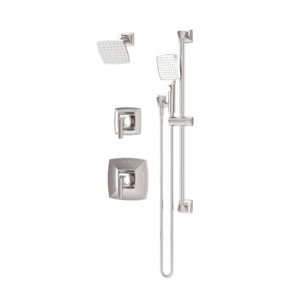 Symmons Oak Wall Mount 2-Handle 1-Spray Dual Fixed and Handheld Shower Head in Satin Nickel 1.5 GPM (Valve Not Included)
