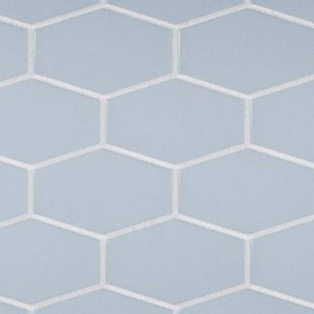 Long Hex 11 in. x 10.6 in. Carribean Blue Matte Glass Mesh-Mounted Mosaic Tile (9.02 sq. ft./Case) price history on PriceWatchPro