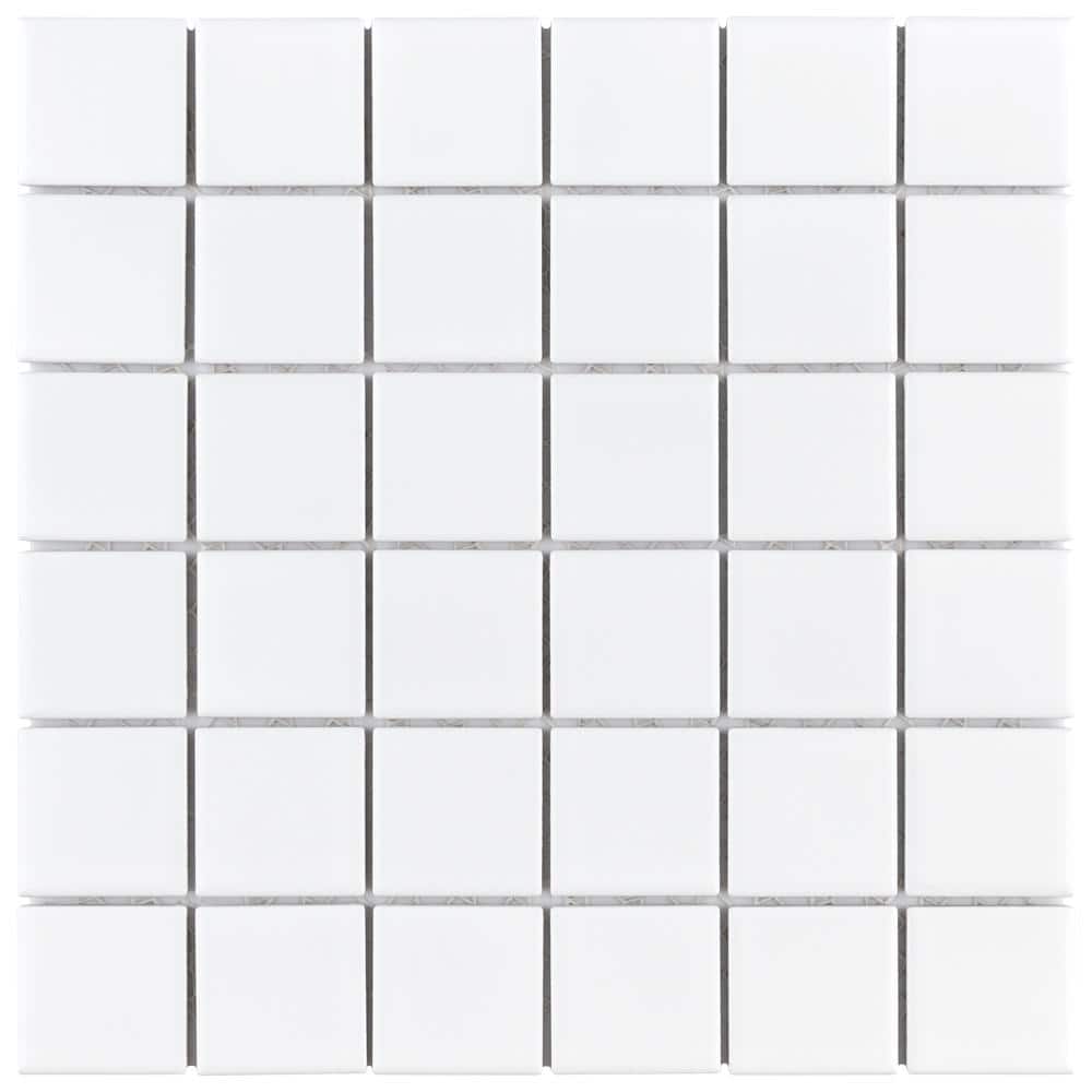 Merola Tile Metro Quad Matte White 11-3/4 in. x 11-3/4 in. Porcelain Mosaic Tile (9.8 sq. ft./Case) -  FXLM2SMW