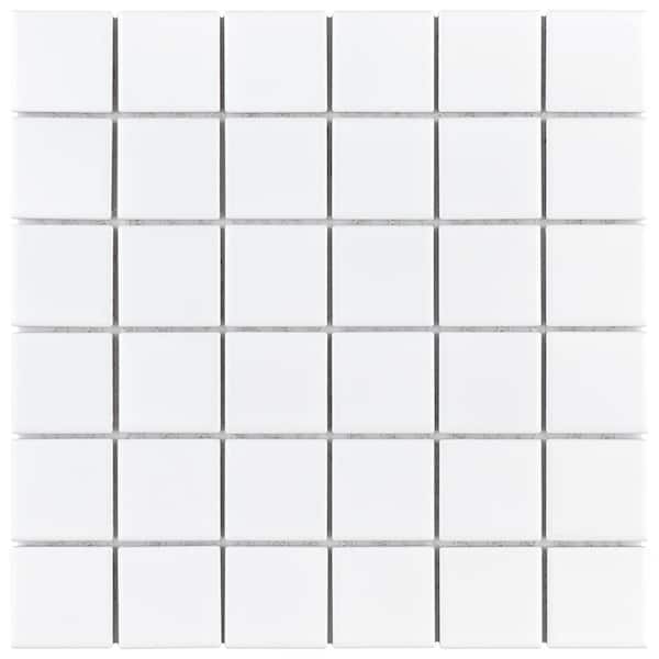 Merola Tile Metro Quad Matte White 11-3/4 in. x 11-3/4 in. Porcelain Mosaic Tile (9.8 sq. ft./Case)