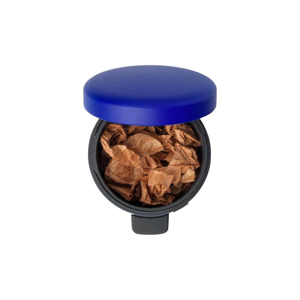 Dreamy Blue Plastic Round Pedal Trash Can, 1.3 Gallon