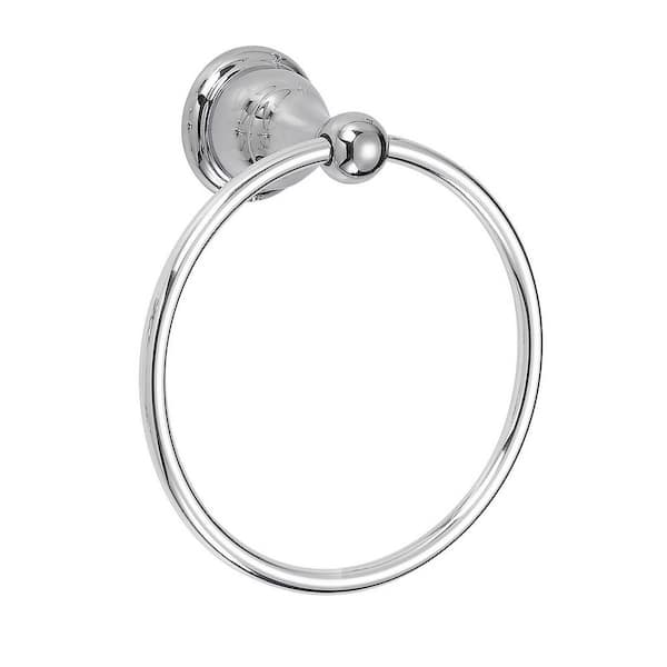 Glacier Bay Ivie Wall Mounted Single Post Towel Ring in Chrome Finish
