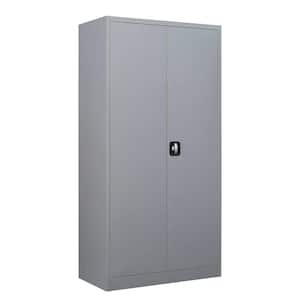 35.2 in. W x 70.8 in. H x 18.1 in. D Garage Freestanding Cabinet with 4 Adjustable Shelves and Lockable Door in Gray