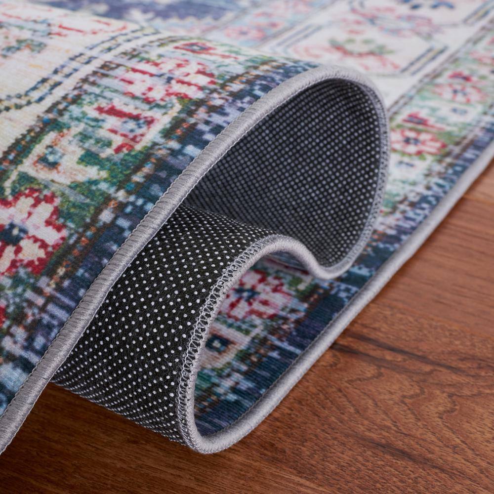 Tucson Navy & Beige 9' x 12' Hand-Knotted Synthetic Area Rug