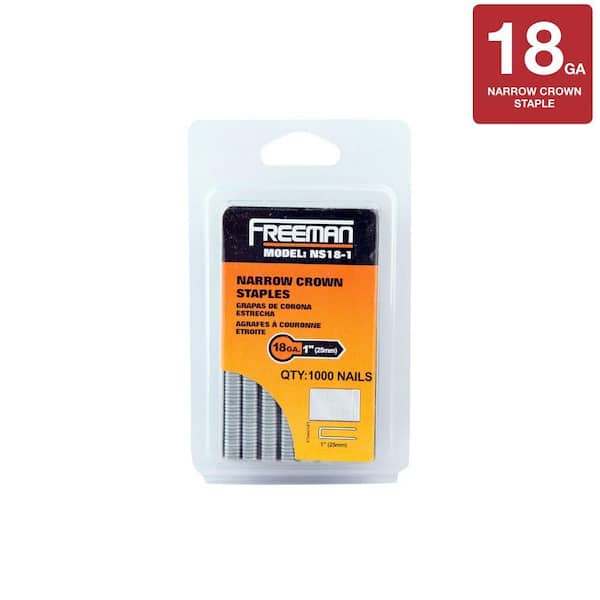 Freeman 1 in. 18-Gauge Glue Collated Narrow Crown Staples (1000 Count)