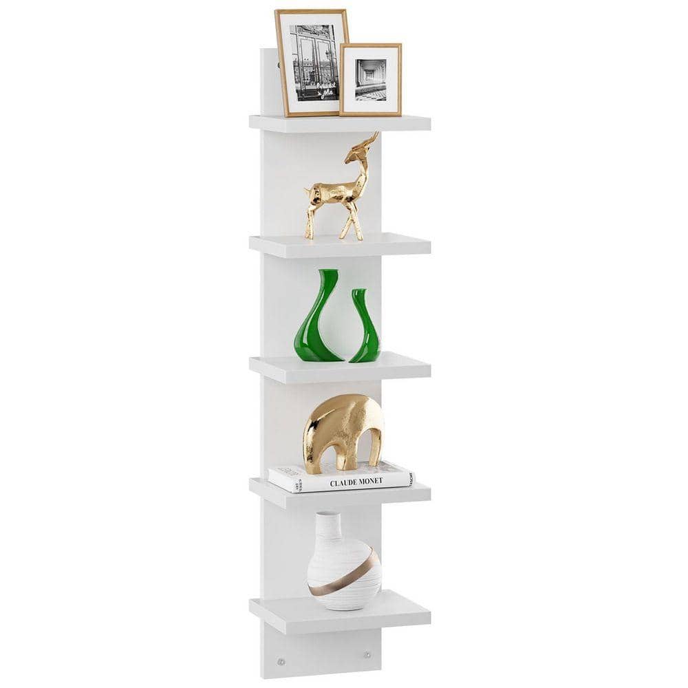 5.9 in. W x 5.5 in. D White 5 Tier Decorative Wall Shelf